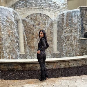 Nadine Merabi Bella Black Sequin Sparkle Jumpsuit